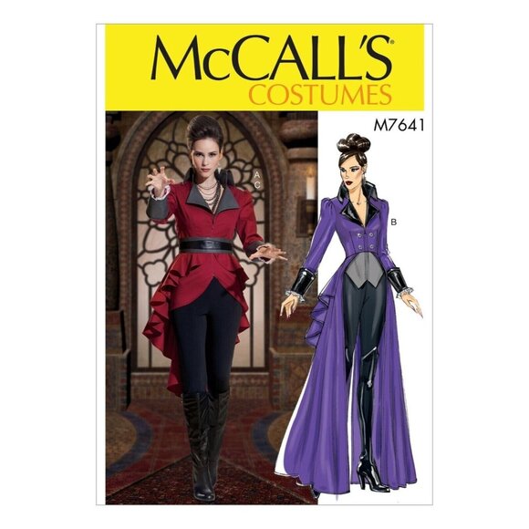 McCalls M7641 Womens 6 to 14 Gothic Steampunk Peplum Jacket Uncut Sewing Pattern - Picture 7 of 8